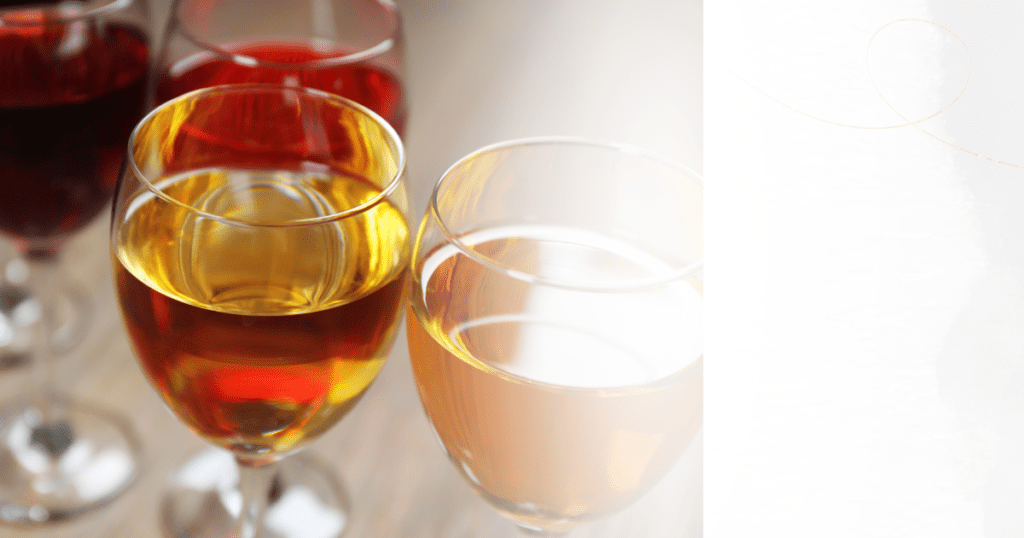 ilustração: diversos tipos de vinhos doces e secos